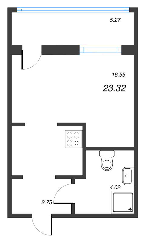 Квартира-студия, 23.32 м² в ЖК "Полис ЛАВрики" - планировка, фото №1