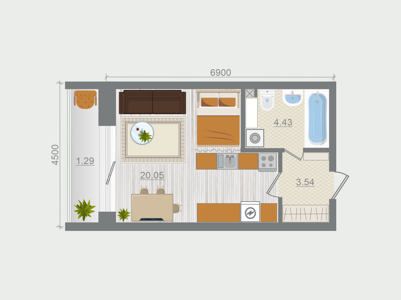 Квартира-студия, 29.31 м² в ЖК "Эко Квартал Гармония" - планировка, фото №1