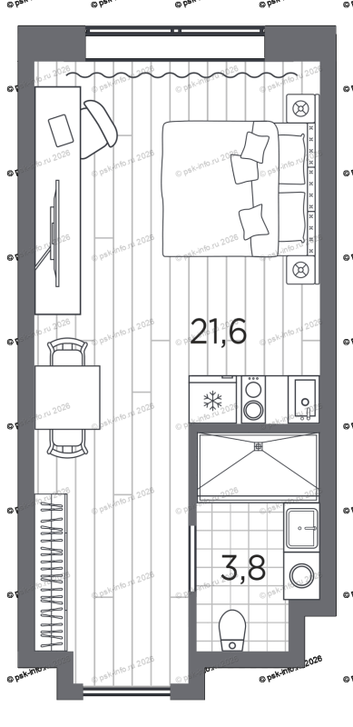 Квартира-студия, 25.5 м² в ЖК "Industrial Avenir" - планировка, фото №1