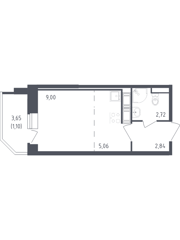 Квартира-студия, 20.72 м² в ЖК "Живи! В Рыбацком" - планировка, фото №1