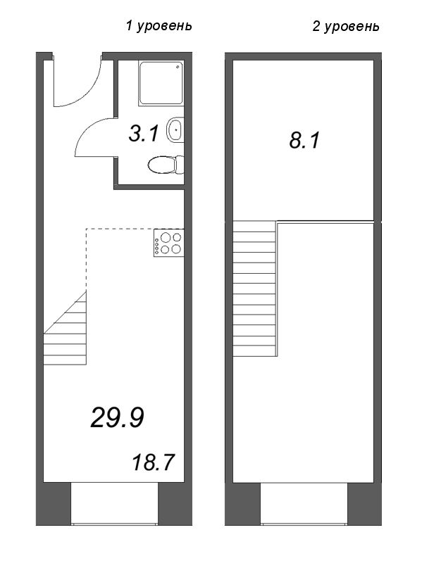 Квартира-студия, 29.9 м² в ЖК "Пространство by Avenue-Apart" - планировка, фото №1