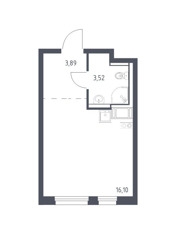 Квартира-студия, 23.51 м² в ЖК "Квартал Торики" - планировка, фото №1