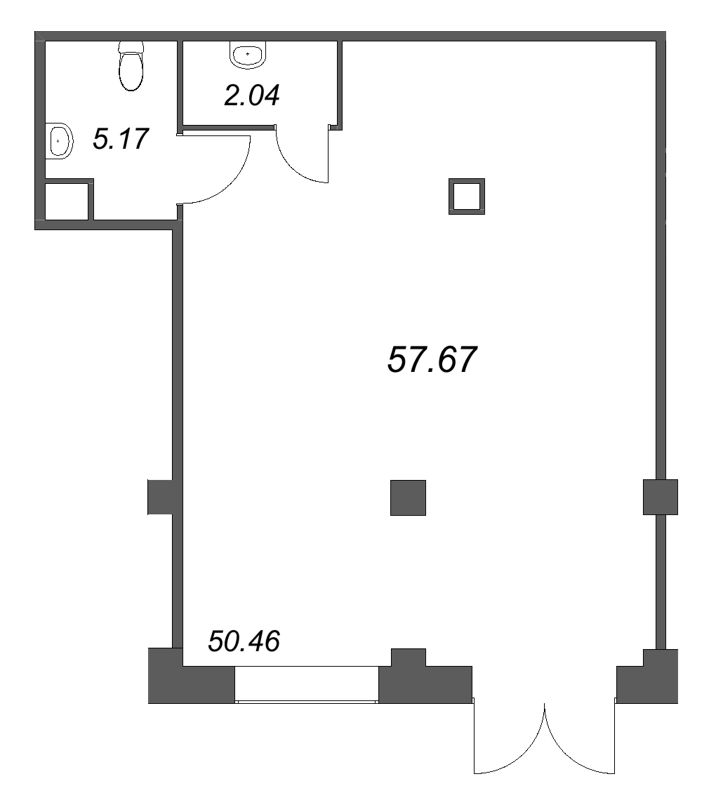Помещение, 57.67 м² в ЖК "Дом на Курской" - планировка, фото №1