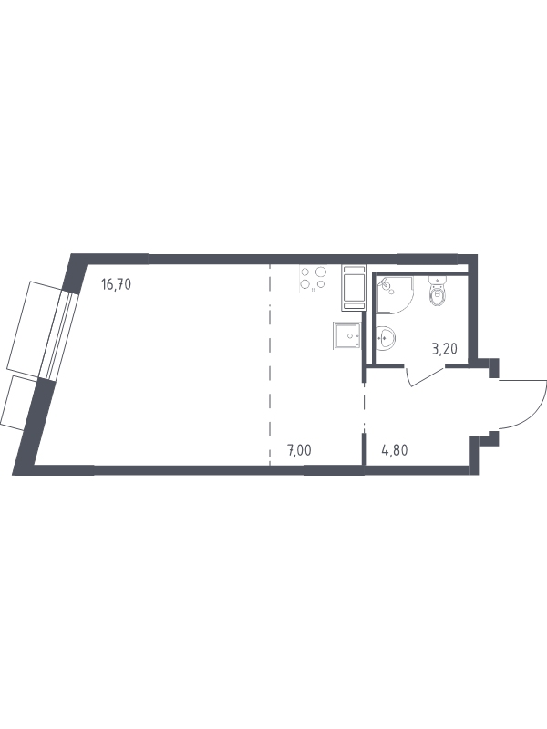 Квартира-студия, 31.7 м² в ЖК "Курортный Квартал" - планировка, фото №1