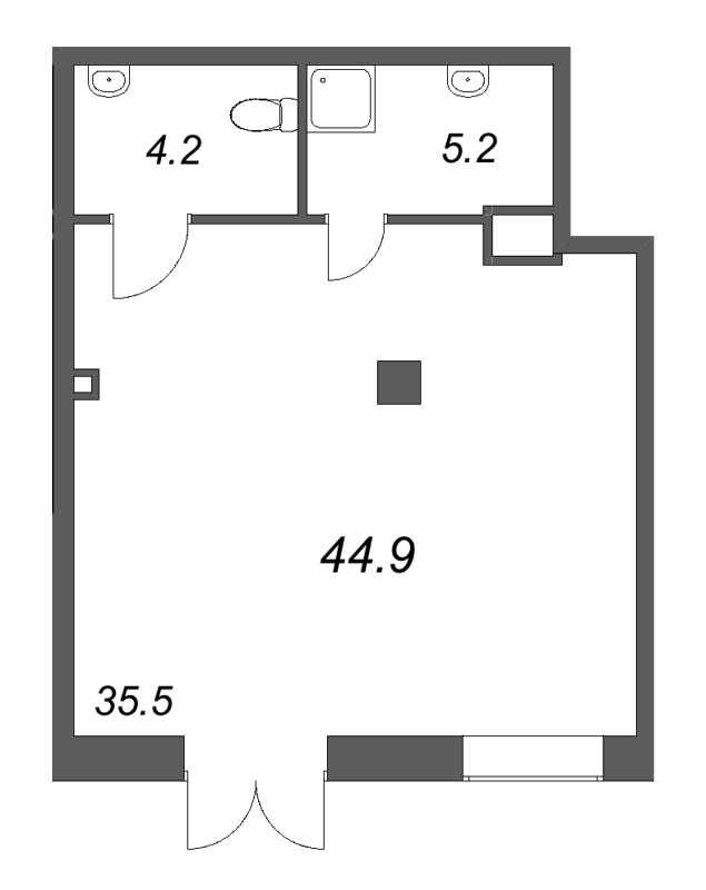 Помещение, 44.9 м² в ЖК "Большая Охта" - планировка, фото №1
