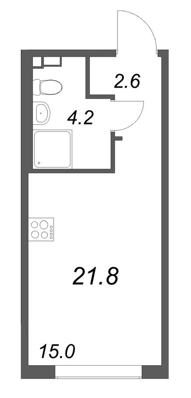 Квартира-студия, 21.8 м² в ЖК "Пулково Лейк" - планировка, фото №1