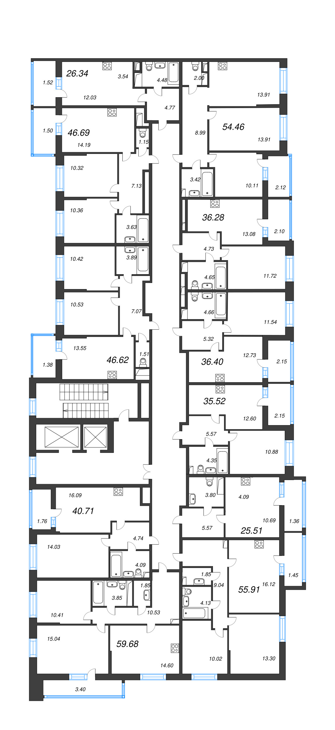 Квартира-студия, 25.51 м² - планировка этажа