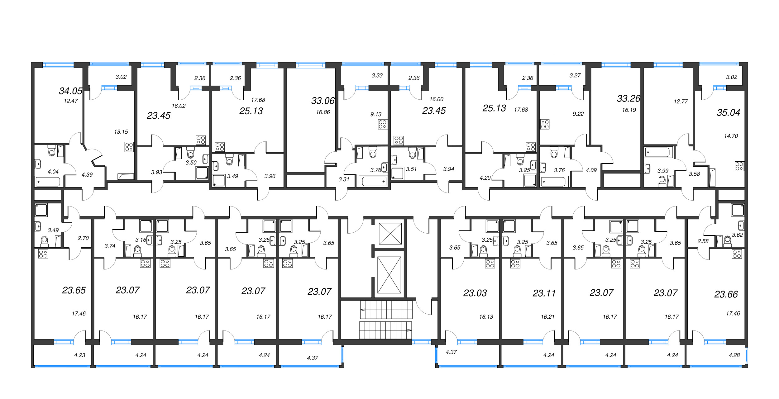 Квартира-студия, 23.07 м² в ЖК "Полис ЛАВрики" - планировка этажа