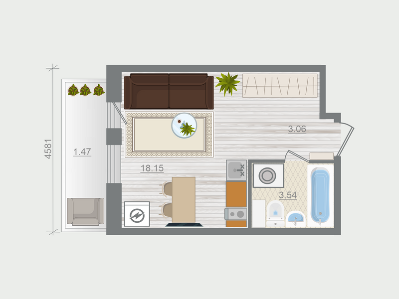 Квартира-студия, 26.22 м² в ЖК "Эко Квартал Гармония" - планировка, фото №1