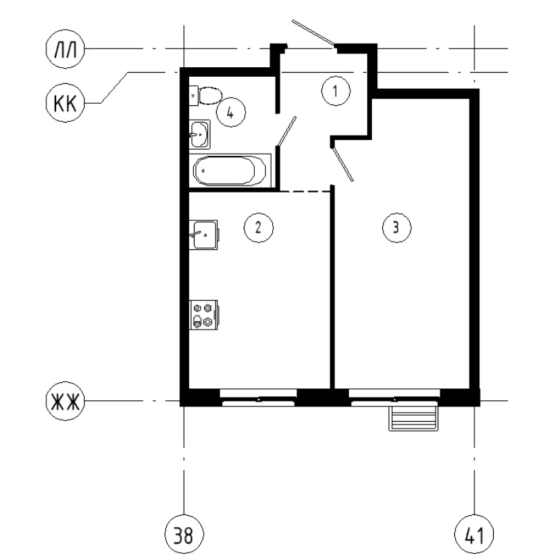 1-комнатная квартира, 36.6 м² в ЖК "Ягодное Река Парк" - планировка, фото №1
