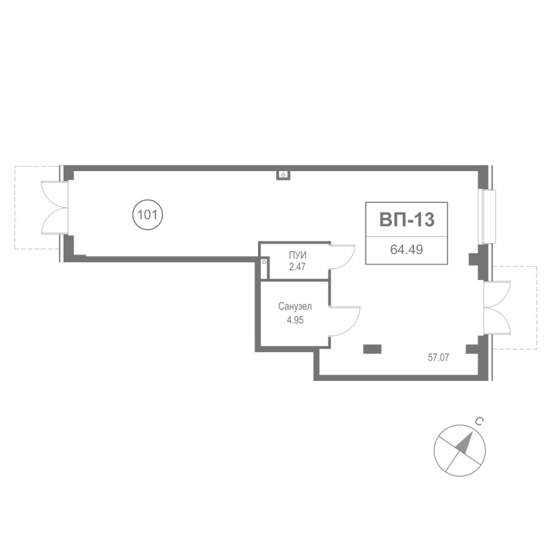 Помещение, 64.49 м² - планировка, фото №1