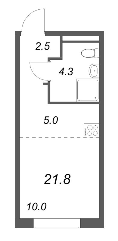 Квартира-студия, 21.8 м² в ЖК "Пулково Лейк" - планировка, фото №1