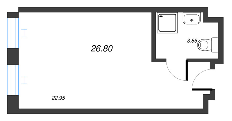 Квартира-студия, 26.97 м² в ЖК "We'll" - планировка, фото №1