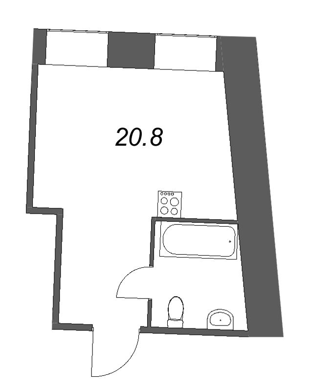 Квартира-студия, 20.8 м² - планировка, фото №1