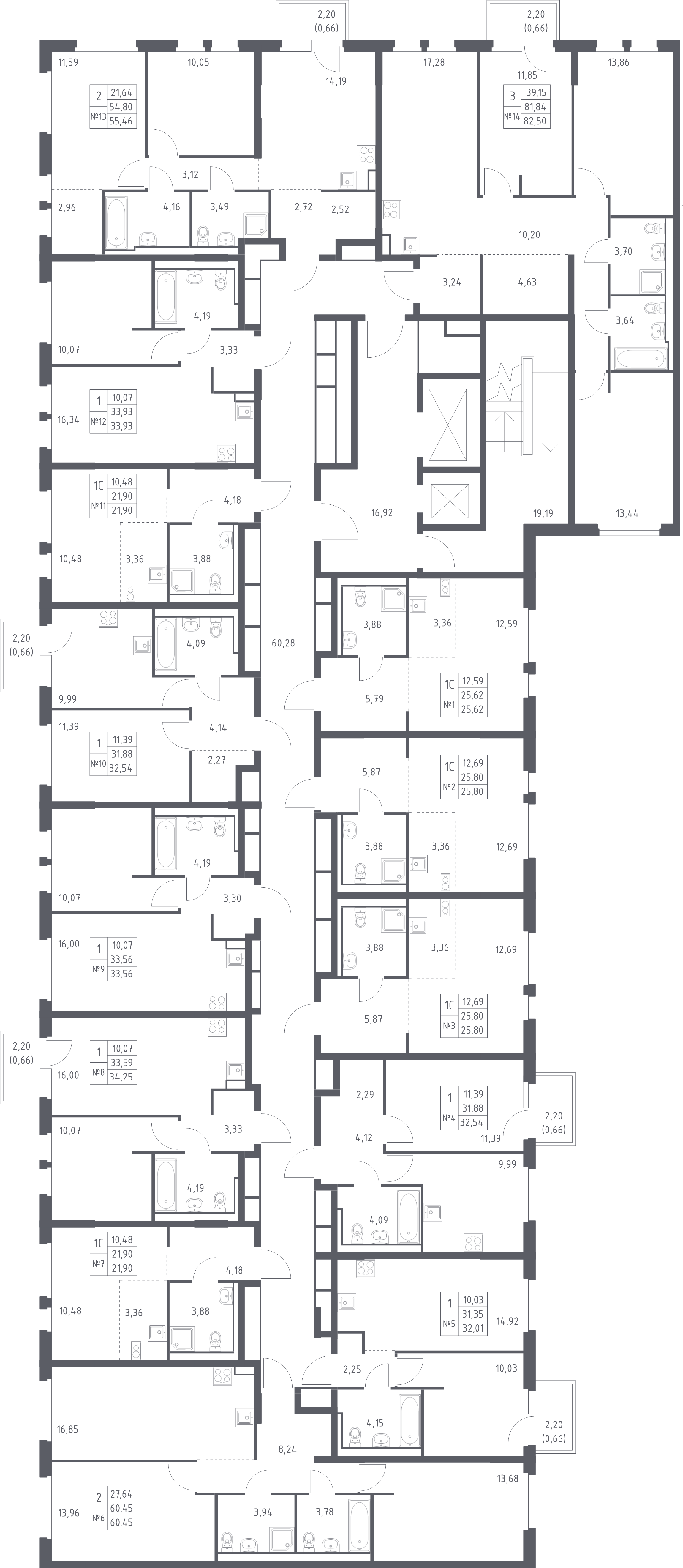 Квартира-студия, 21.9 м² в ЖК "Невская Долина" - планировка этажа