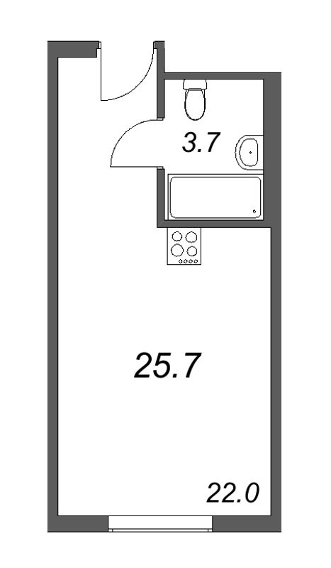 Квартира-студия, 25.7 м² в ЖК "ARTSTUDIO M103" - планировка, фото №1