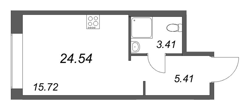 Квартира-студия, 24.54 м² в ЖК "Avant" - планировка, фото №1