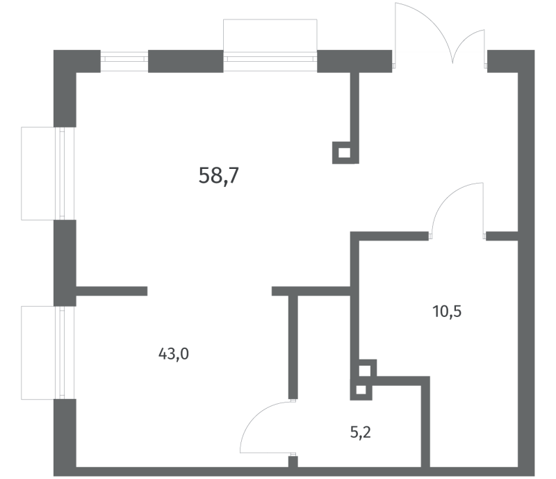 Помещение, 58.7 м² - планировка, фото №1