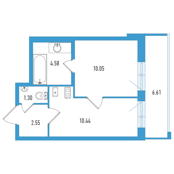 1-комнатная квартира, 30.9 м² в ЖК "Искра-Сити" - планировка, фото №1