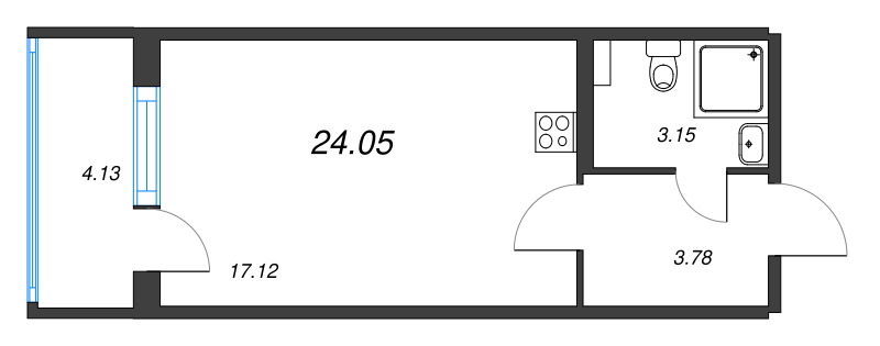 Квартира-студия, 24.05 м² в ЖК "Любоград" - планировка, фото №1