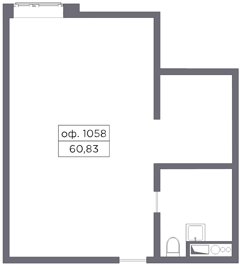 Помещение, 60.83 м² в ЖК "Ladozhsky AVENIR" - планировка, фото №1