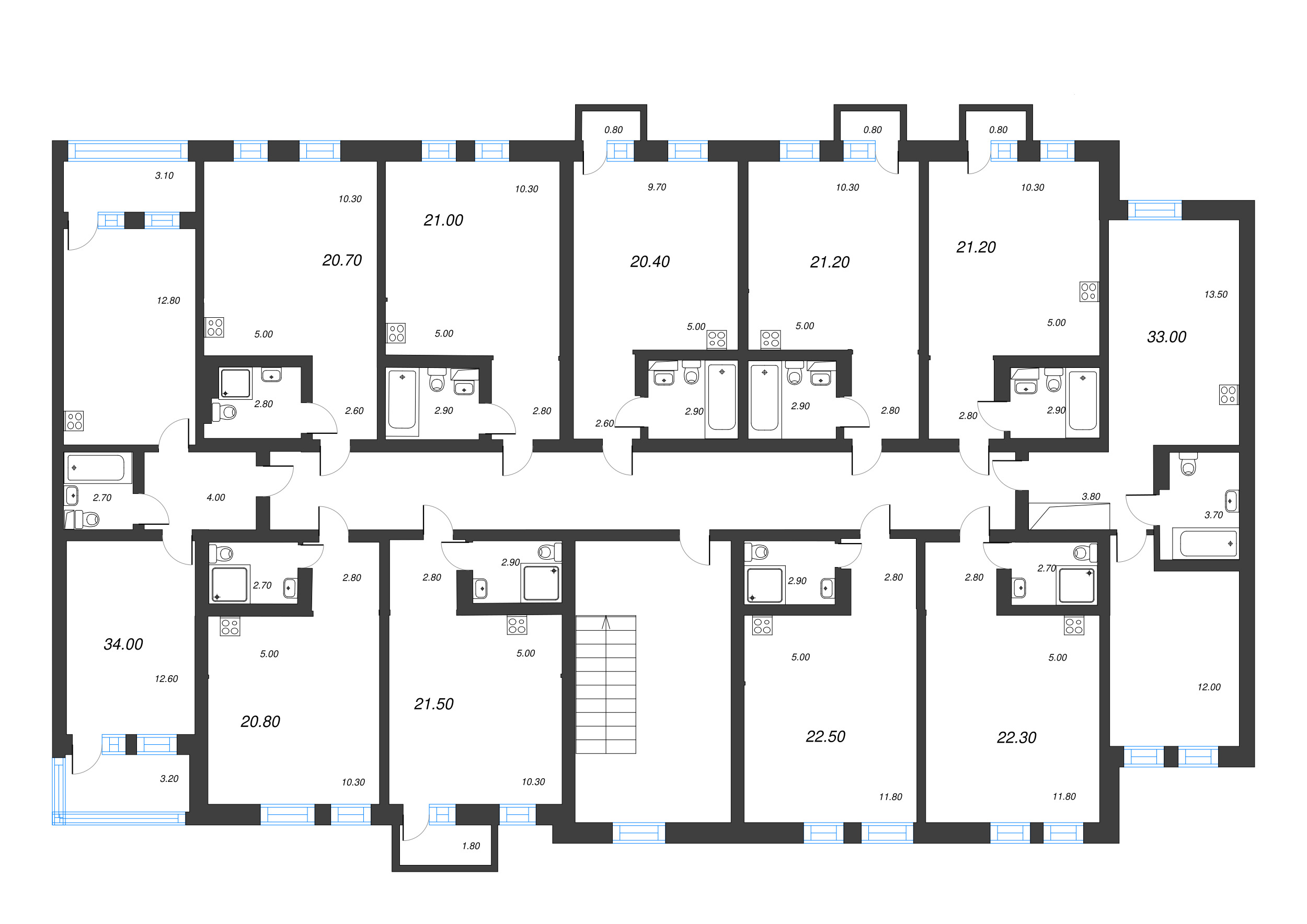 Квартира-студия, 20.4 м² в ЖК "ЭКО Квартал NEGA" - планировка этажа