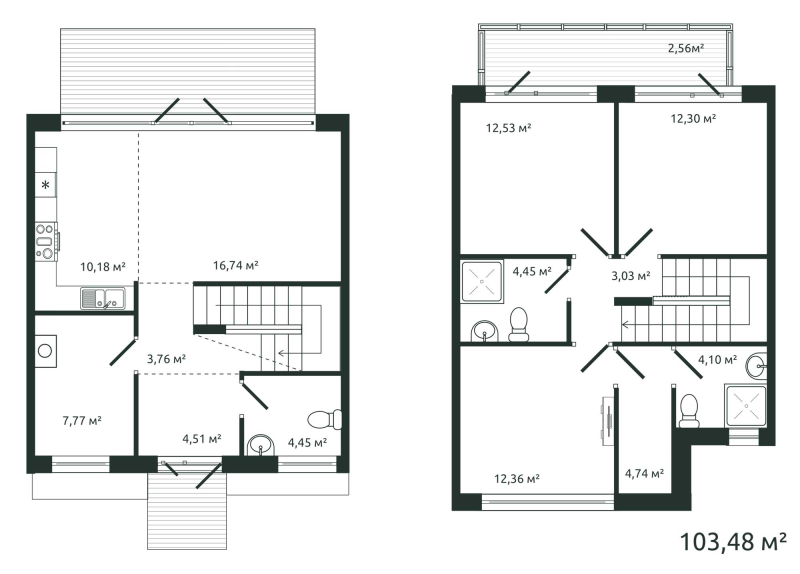 4-комнатная (Евро) квартира, 103.48 м² - планировка, фото №1