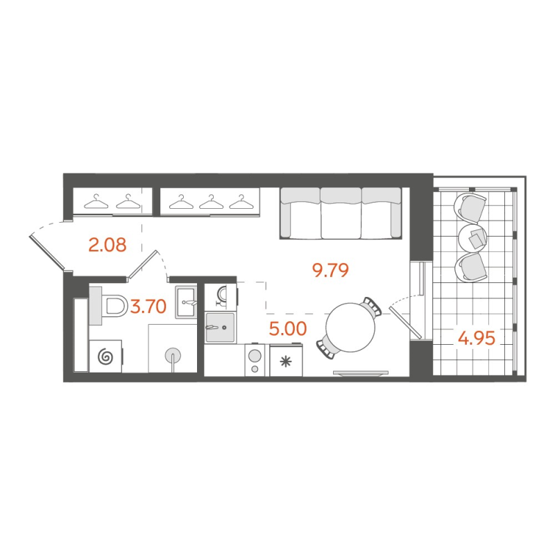 Квартира-студия, 21.9 м² в ЖК "STAVNI Обводный" - планировка, фото №1