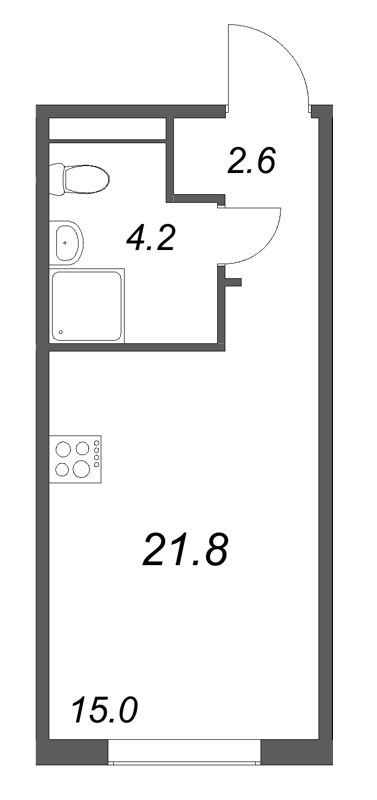Квартира-студия, 21.8 м² в ЖК "Пулково Лейк" - планировка, фото №1