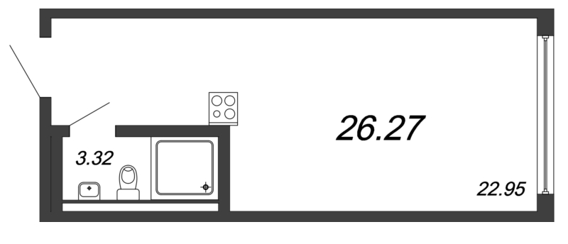 Квартира-студия, 25.9 м² в ЖК "Valo" - планировка, фото №1