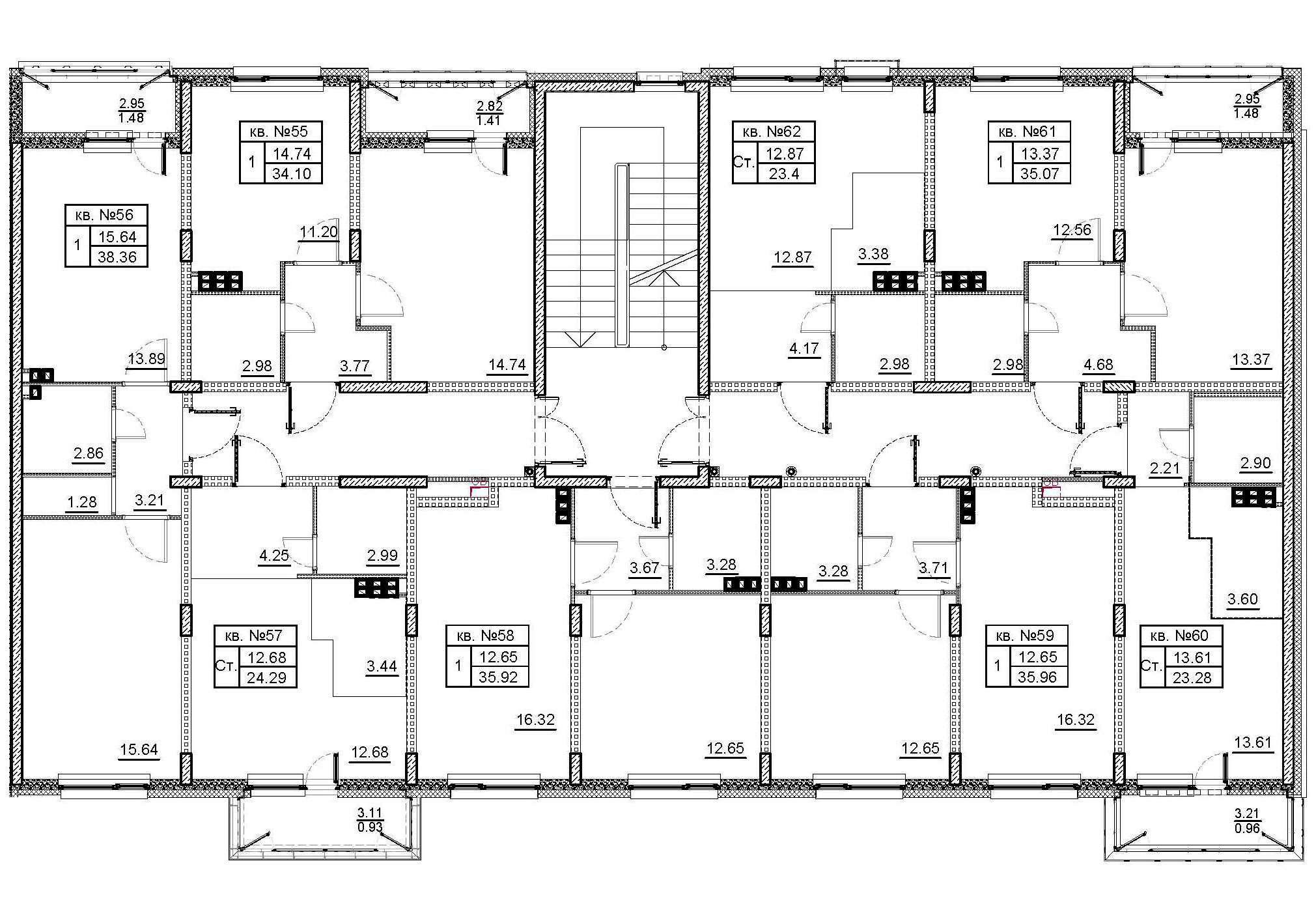 Квартира-студия, 23.7 м² в ЖК "Верево Сити" - планировка этажа