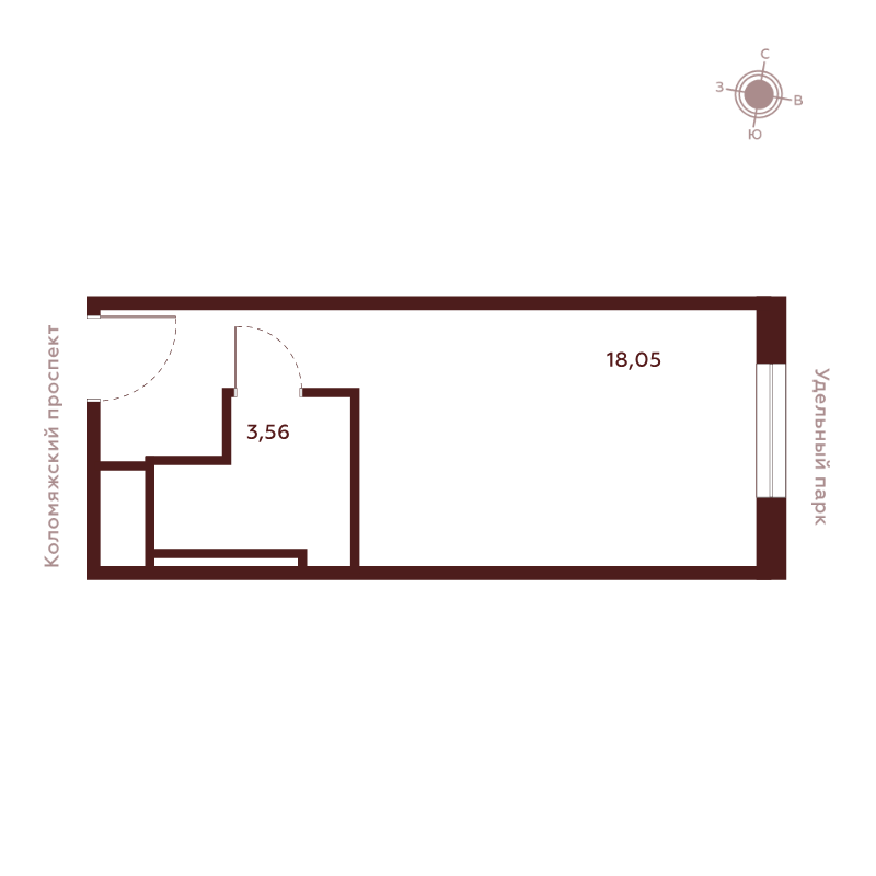 Квартира-студия, 21.61 м² в ЖК "Saan" - планировка, фото №1