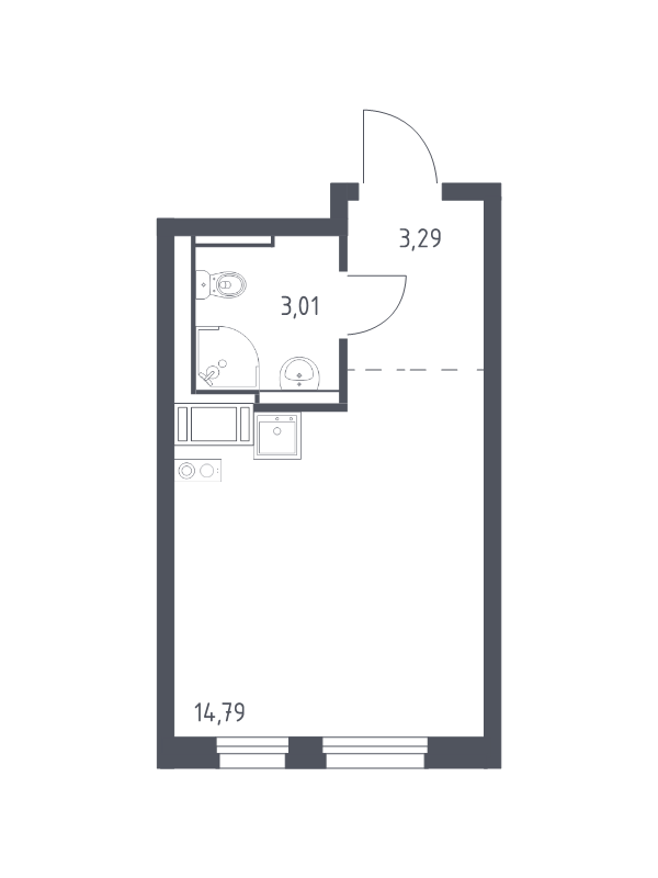 Квартира-студия, 21.09 м² в ЖК "Квартал Торики" - планировка, фото №1