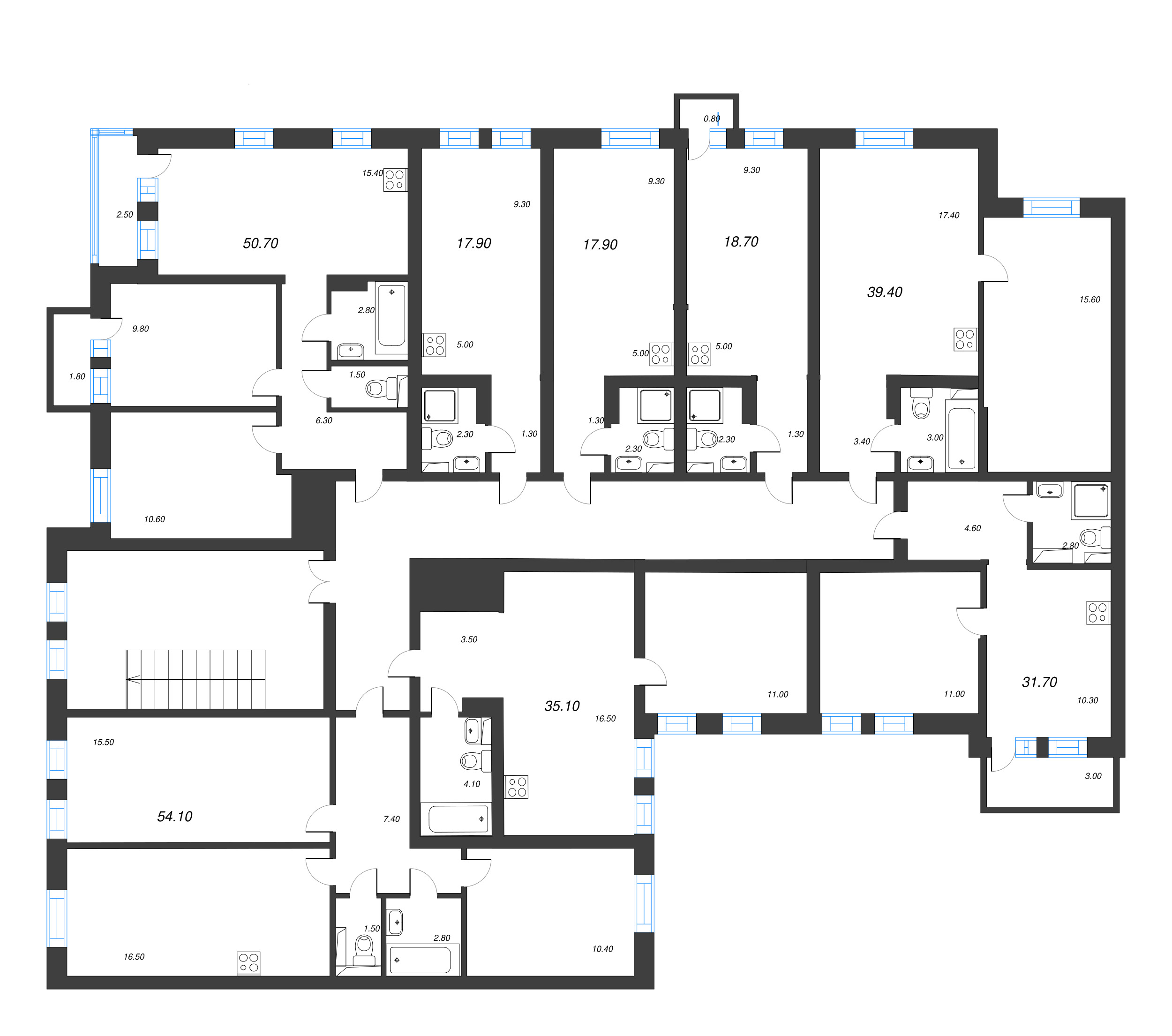 Квартира-студия, 17.9 м² в ЖК "Эко Квартал Нега" - планировка этажа