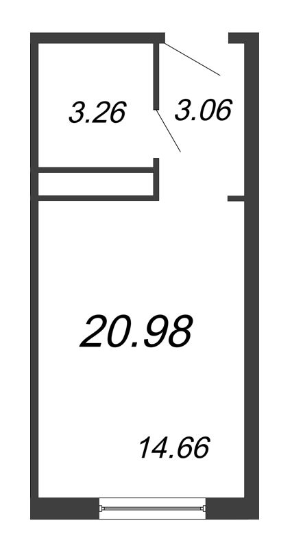 Квартира-студия, 21.84 м² в ЖК "ПРО'МОЛОDОСТЬ" - планировка, фото №1