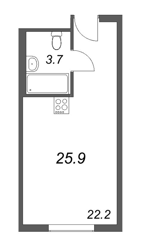 Квартира-студия, 25.9 м² - планировка, фото №1