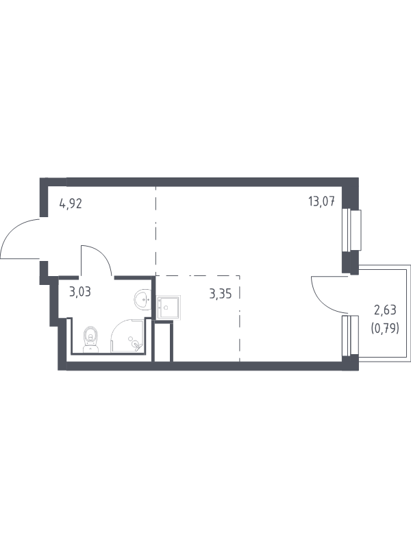 Квартира-студия, 25.16 м² в ЖК "Новые Лаврики" - планировка, фото №1