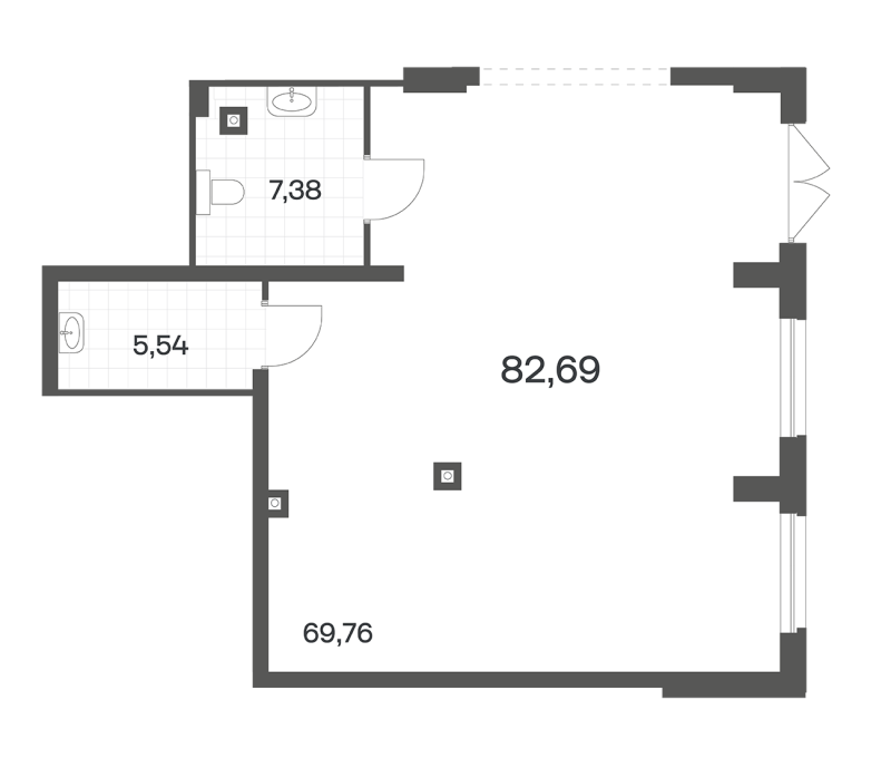 Помещение, 82.69 м² в ЖК "Речной квартал" - планировка, фото №1