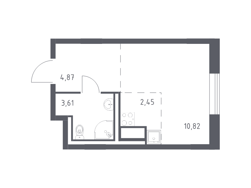 Квартира-студия, 21.75 м² в ЖК "Квартал Лаголово" - планировка, фото №1