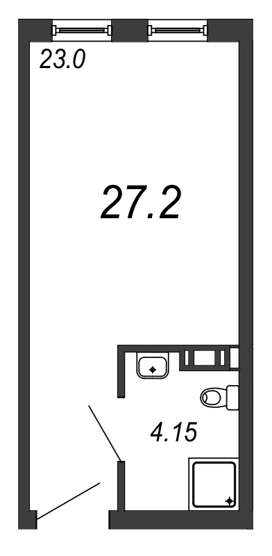 Квартира-студия, 26.3 м² в ЖК "Avenue-Apart на Малом" - планировка, фото №1