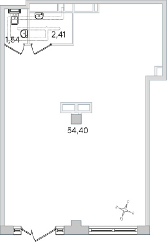 Помещение, 58.35 м² в ЖК "Дубровский" - планировка, фото №1