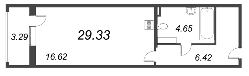 Квартира-студия, 29.2 м² в ЖК "Аквилон Zalive" - планировка, фото №1
