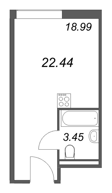 Квартира-студия, 22.44 м² в ЖК "Арт Плаза" - планировка, фото №1