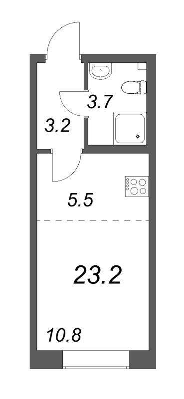 Квартира-студия, 23 м² - планировка, фото №1