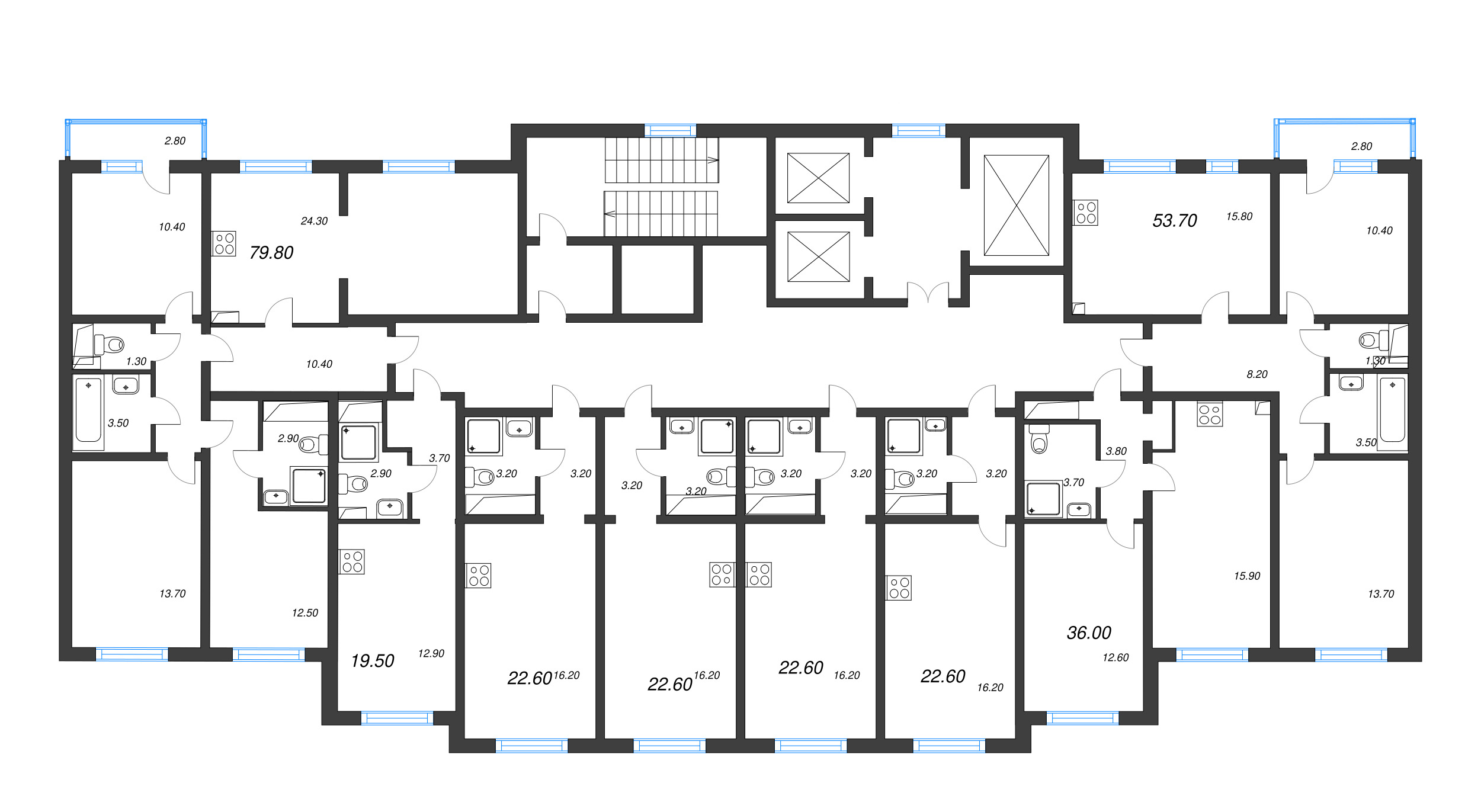 Квартира-студия, 19.5 м² - планировка этажа