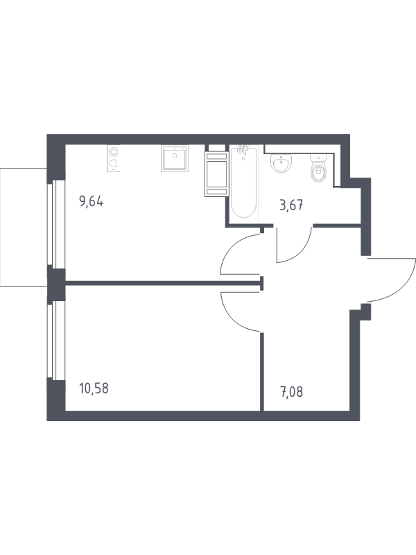 1-комнатная квартира, 30.97 м² в ЖК "Квартал Торики" - планировка, фото №1