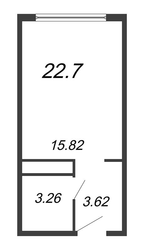 Квартира-студия, 22.7 м² - планировка, фото №1