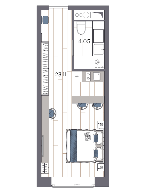 Квартира-студия, 27.16 м² в ЖК "Ladozhsky AVENIR" - планировка, фото №1