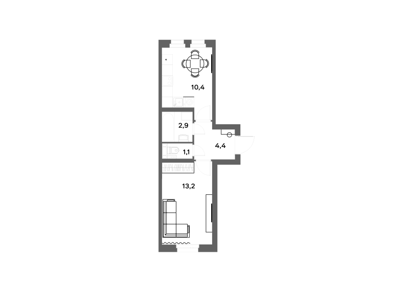 1-комнатная квартира, 32 м² в ЖК "ЭКО Квартал NEGA" - планировка, фото №1