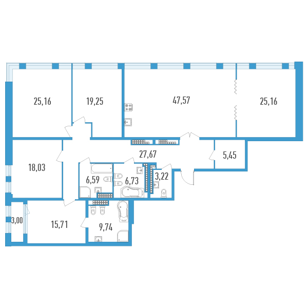 5-комнатная квартира, 211.78 м² - планировка, фото №1